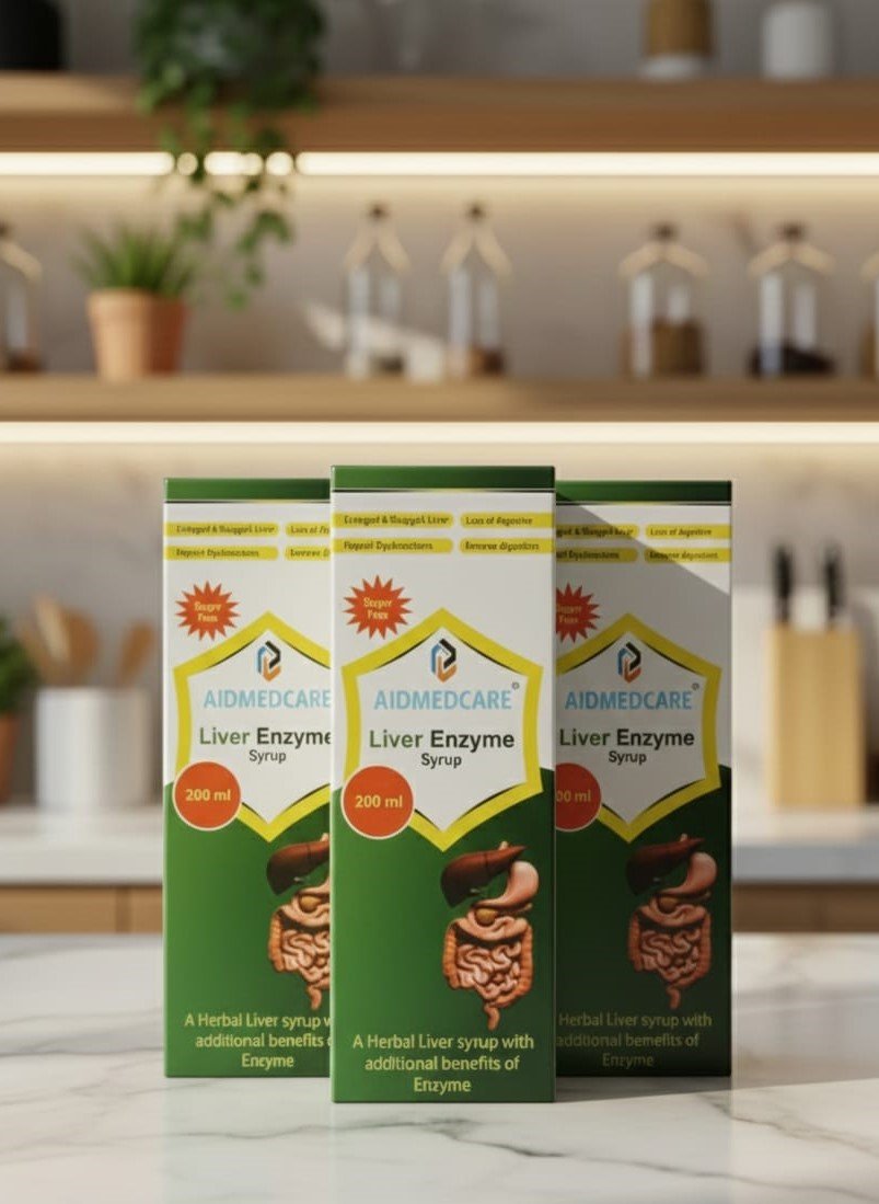 aidmed care liver enzyme syrup 30 days complete liver detox & repair course (3 pack – 200 ml × 3)