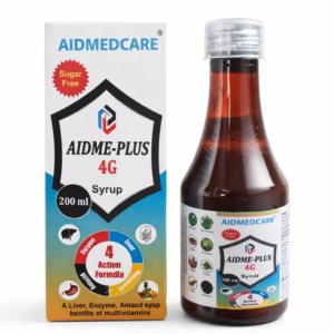 aidmedcare aidme plus 4g syrup 200ml | advanced ayurvedic liver & digestive tonic | gas, acidity relief | enzyme + multivitamin support | sugar free